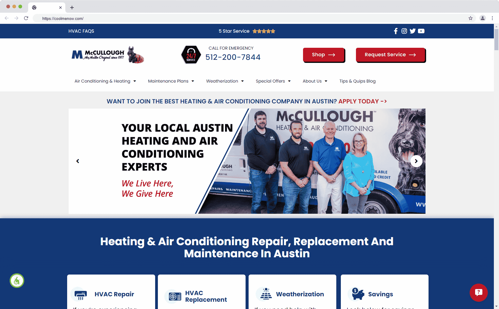 HVAC website design example 1