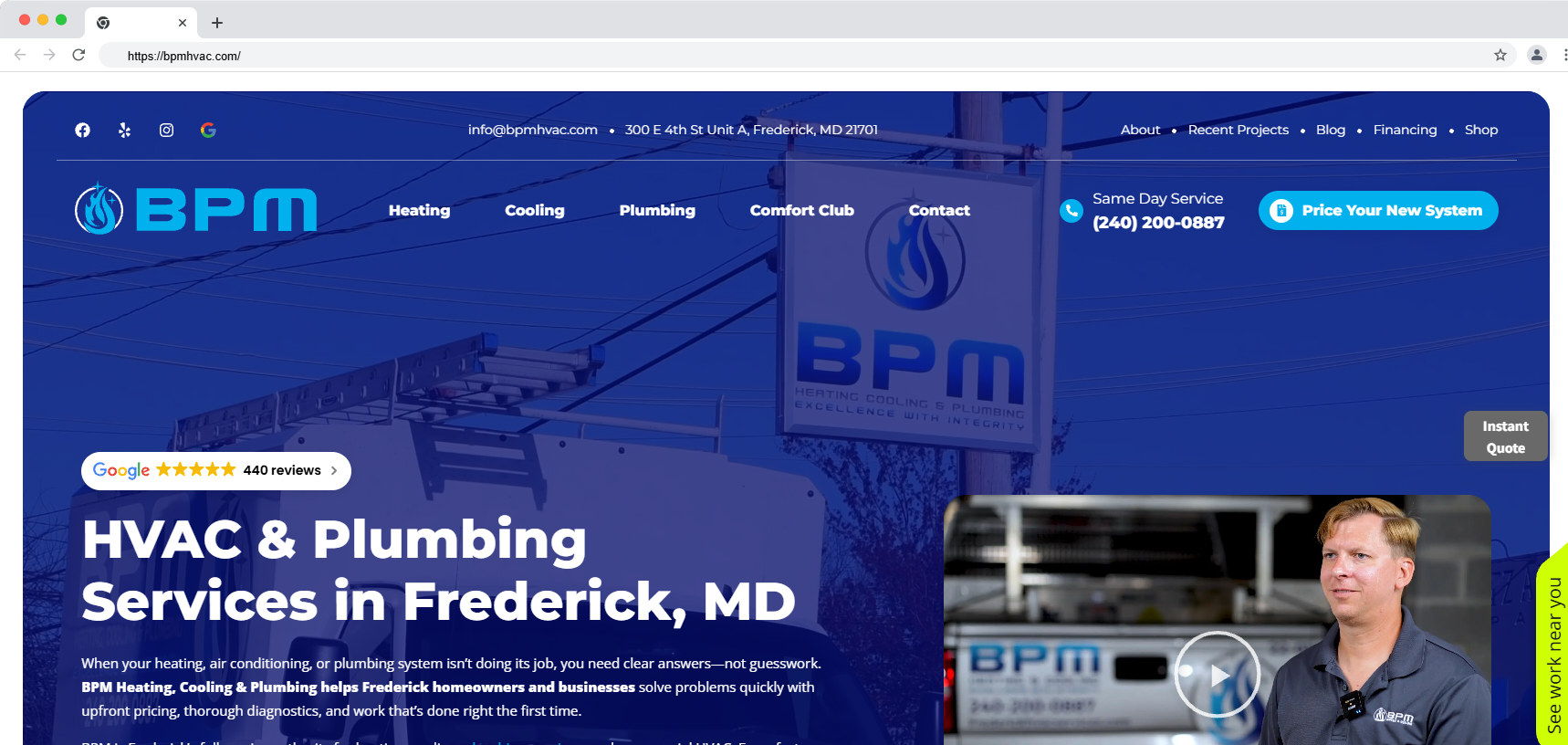 bpm 1 BPM Heating Cooling & Plumbing website